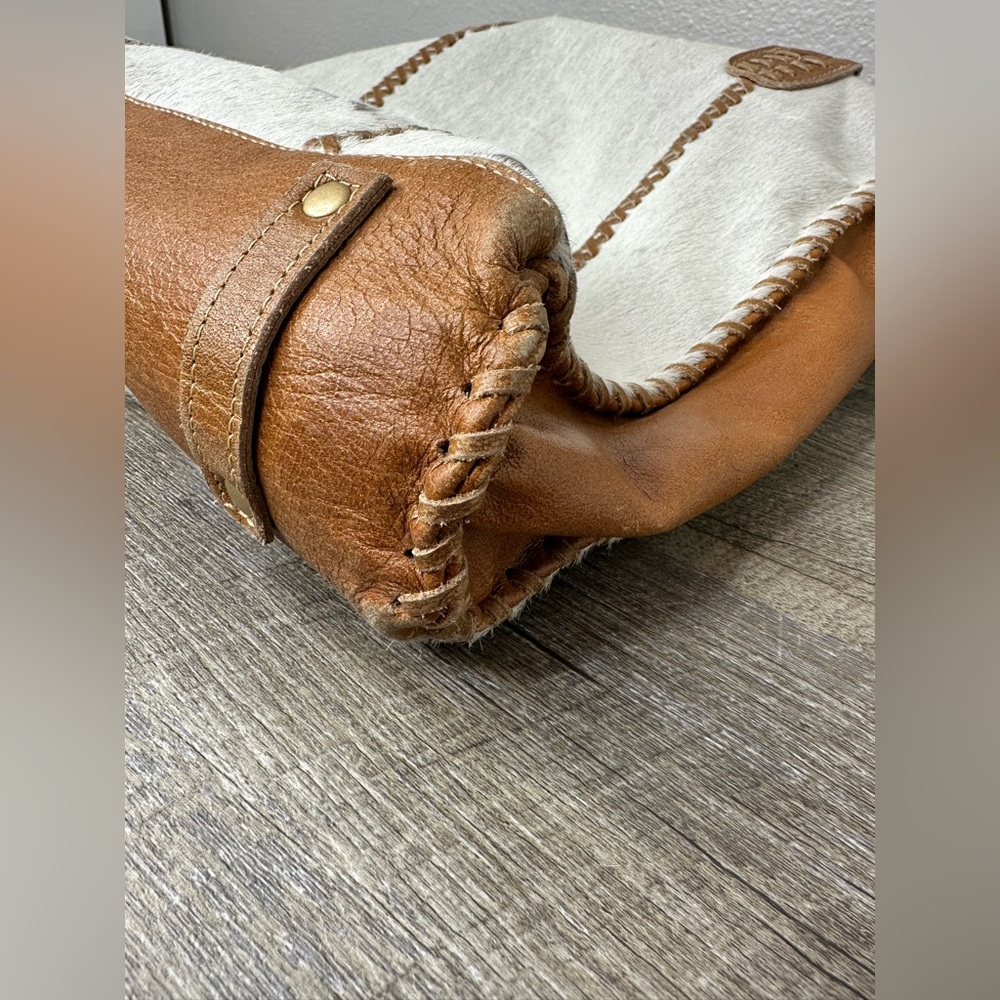 Myra Bag Women's Cloud Gray Brown Accent Calf Hair/Leather Shoulder Tote Bag - Picture 7 of 10